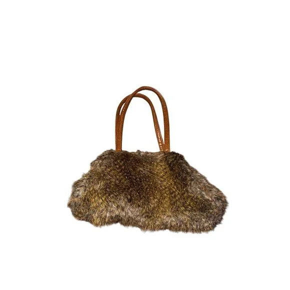 Vintage Bosom Buddy Bags Shoulder Bag With Faux Fur & Leather Accents Bee Emblem - Picture 2 of 9